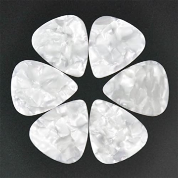 Celluloid White Pearl Guitar Or Bass Pick - 1.5 mm Ultra Heavy Gauge - 12 Pack