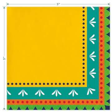 Fiesta Party Supplies for Cinco De Mayo and Summer Parties (Four Assorted Designs, 16 Count Each (64 Total Napkins))