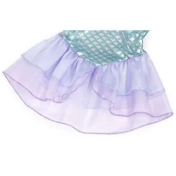 HenzWorld Mermaid Princess Dress Little Girls Costume Dress up Clothes Birthday Party Cosplay Theme Putfit Jewelry Accessories Purple 5-6 Years