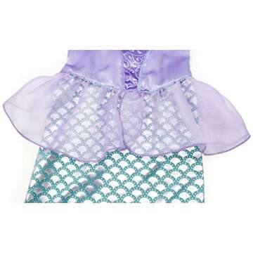 HenzWorld Mermaid Princess Dress Little Girls Costume Dress up Clothes Birthday Party Cosplay Theme Putfit Jewelry Accessories Purple 5-6 Years