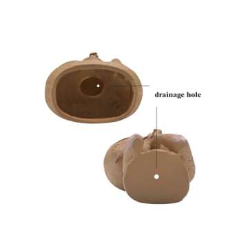 HUNTHAWK Face Planter Pot Head Planters Pots Unique Flower Pot for Indoor Outdoor Plants Resin Head Planter with Drainage Hole Cute Lady face Plant Pots Closed Eyes (Brown/Dark)