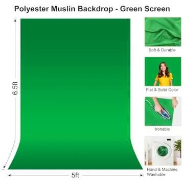 LINCO Lincostore Green Screen Backdrop Kit 5x6.7ft, Portable Green Screen Stand with T-Shape Stand, Green Screen Holder, Carrying Bag for Photography, Party, Decoration, Streaming, Video AM207