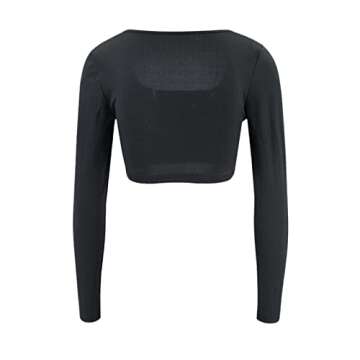 Women Hollow Out Slim Fit Top Shirt Long Sleeve Basic Tees Skinny Crop Top Crew Neck Dupes Y2k Tunic Shirts