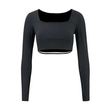 Women Hollow Out Slim Fit Top Shirt Long Sleeve Basic Tees Skinny Crop Top Crew Neck Dupes Y2k Tunic Shirts