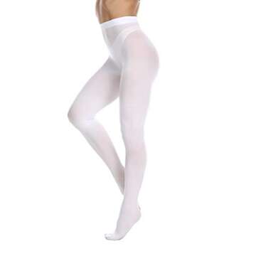 Frola Women's 80 Denier Soft Semi Opaque Solid Color Footed Pantyhose Tights (Large-X-Large, White)