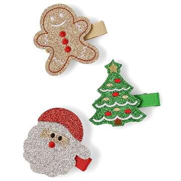The Children's Place Girls' 3-Pack Christmas Hair Accessories, Headband and Clips, Multi Color, NO_S...
