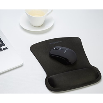 Amazon Basics Irregular Ergonomic Gel Computer Mouse Pad with Wrist Rest for Pain Relief, 20 x 25 cm, Black