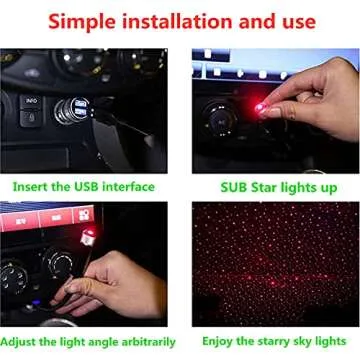 JAIZAIWJ Red USB Car Roof Star Projector Night Light Portable Flexible Adjustable Romantic Led Interior Car Lights for Bedroom Decor Car Camping Ceiling Roof,Party