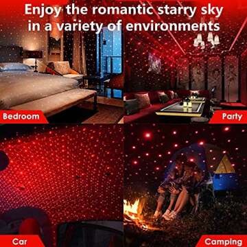 JAIZAIWJ Red USB Car Roof Star Projector Night Light Portable Flexible Adjustable Romantic Led Interior Car Lights for Bedroom Decor Car Camping Ceiling Roof,Party