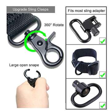 2 Point Rifle Sling Padded Gun Strap Removable Paracord Quick Adjustable Length Nylon Shoulder Strap for Outdoor Sport Hunting Shooting Gun Carrying