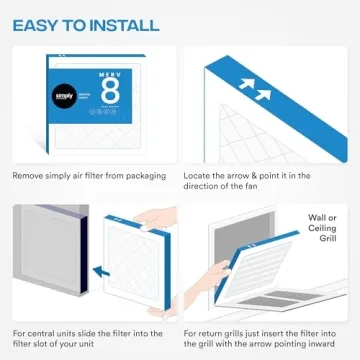 Simply 10x10x1 Air Filter, Merv 8, MPR 600, 6 Pack, Furnace Air Filter for HVAC (Actual Size: 9.75"x9.75"x0.75") DUST, Pet, & Allergy Control