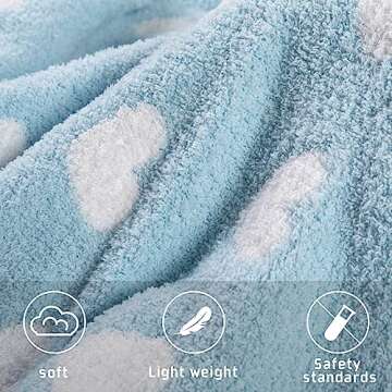 Kid Nation Super Soft Baby Blanket with Heart Blue 30 x 40 inch