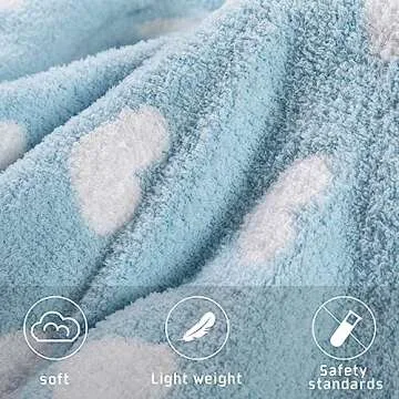 Kid Nation Super Soft Baby Blanket with Heart Blue 30 x 40 inch