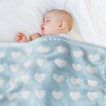 Kid Nation Super Soft Baby Blanket with Heart Blue 30 x 40 inch