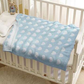 Kid Nation Super Soft Baby Blanket with Heart Blue 30 x 40 inch