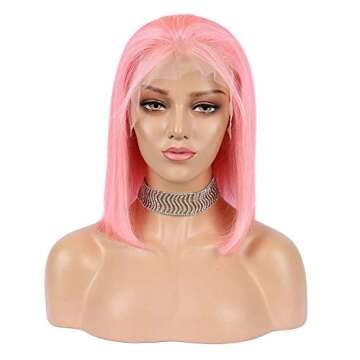 Guanyuhair Pre-plucked Short Bob Human Hair Lace Front Wigs Glueless Silky Straight 150% Full Densit...