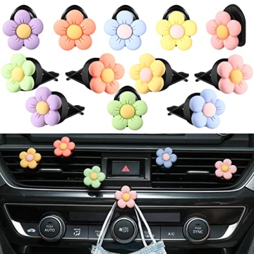 Tallew Flower Air Vent Clips Set - 12 Pcs Cute Car Accessories for Women