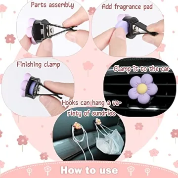 Cute Flower Car Air Vent Clips Set - Tallew 12 Pcs