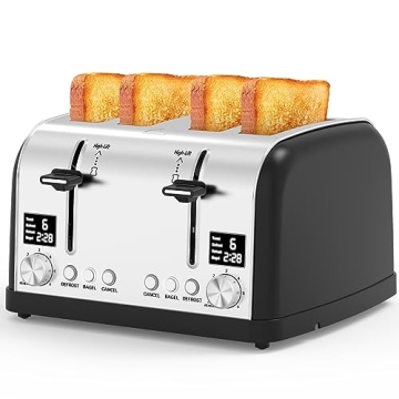 Lainsten 4-Slice Toaster - Ultra-Clear LED, Dual Settings, Retro Design