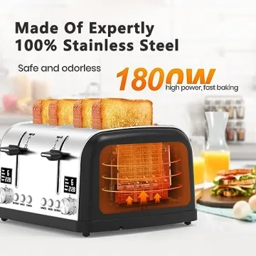 Lainsten 4 Slice Toaster with LED Display & Dual Controls