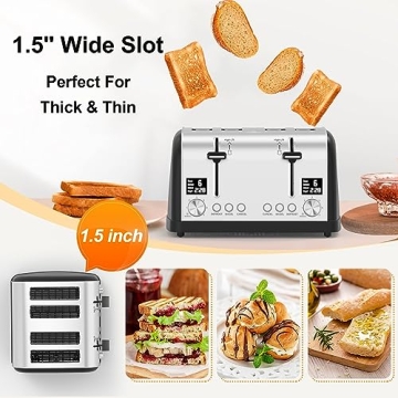 Lainsten 4 Slice Toaster with LED Display & Dual Controls