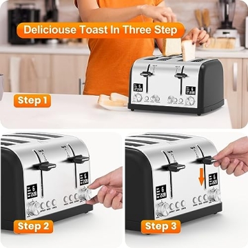 Lainsten 4 Slice Toaster with LED Display & Dual Controls