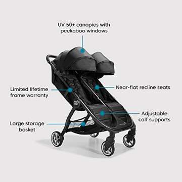 Baby Jogger City Tour 2 Double Stroller for Travel Convenience