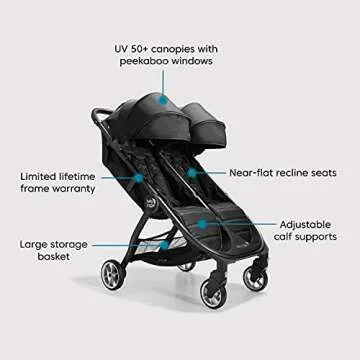 Baby Jogger City Tour 2 Double Stroller for Travel Convenience