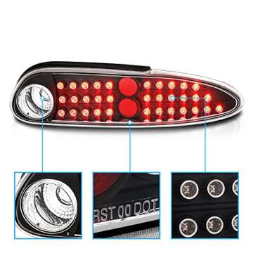 AmeriLite LED Replacement Taillights Black Set For 1998-2002 Chevy Camaro - Passenger and Driver Side