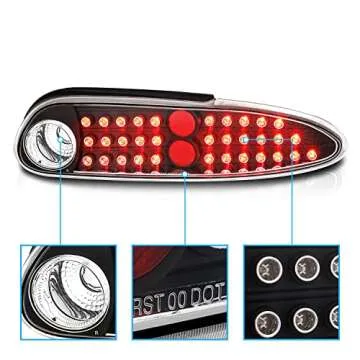 AmeriLite LED Replacement Taillights Black Set For 1998-2002 Chevy Camaro - Passenger and Driver Side