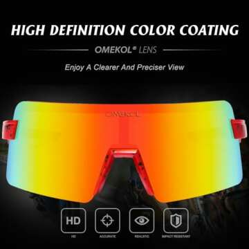 OMEKOL Age 8-18 Youth Polarized Baseball Sunglasses Boys Girls Sports Sun Glasses UV400 Goggles Head Width Less Than 5 Inch - AP5-S