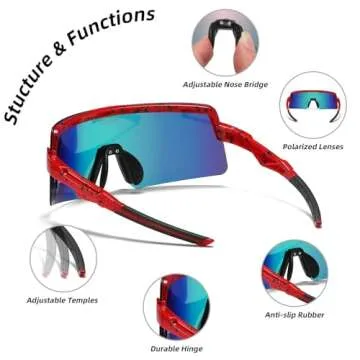 OMEKOL Age 8-18 Youth Polarized Baseball Sunglasses Boys Girls Sports Sun Glasses UV400 Goggles Head Width Less Than 5 Inch - AP5-S