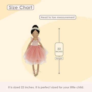 MON AMI Juliet The Prima Ballerina Stuffed Doll - 22”, Plush Ballerina Doll for Girls, Use as Toy or Room Decor for Kids of All Ages
