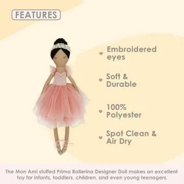 MON AMI Juliet The Prima Ballerina Stuffed Doll - 22”, Plush Ballerina Doll for Girls, Use as Toy or Room Decor for Kids of All Ages