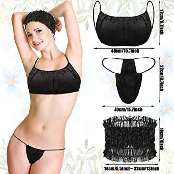 150 Pcs Disposable Bras Panties Headbands Set for Women Spa Include 50 Disposable Thong Underwear 50...