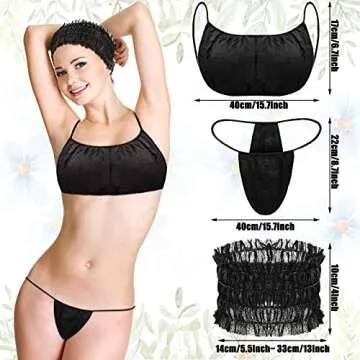 150 Pcs Disposable Bras Panties Headbands Set for Women Spa Include 50 Disposable Thong Underwear 50...