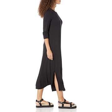 Daily Ritual Women's Jersey Long-Sleeve Crewneck Maxi Dress, Black, Small