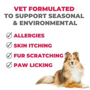 Mighty Petz MAX Dog Allergy Relief Chews - Itch Relief for Dogs. Dog Allergy Chews, Seasonal Allergies, Dog Itchy Skin & Immune Support Supplement. Colostrum & Probiotics