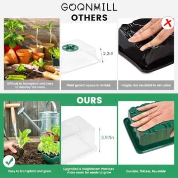 GOONMMILL Seed Starter Tray with Timed Grow Light, 5 Packs Plant Starter Tray Seedling Starter Kit with Humidity Domes Base Indoor Greenhouse Mini Propagator Station for Seeds Growing Starting