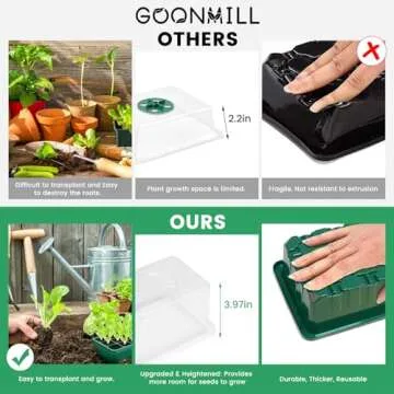 GOONMMILL Seed Starter Tray with Timed Grow Light, 5 Packs Plant Starter Tray Seedling Starter Kit with Humidity Domes Base Indoor Greenhouse Mini Propagator Station for Seeds Growing Starting