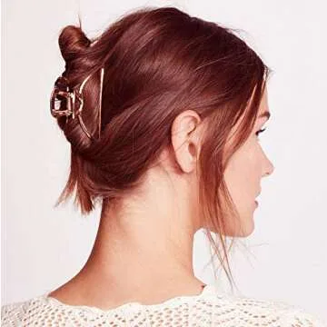 HH&LL Hair Clips, Metal Hair Claw Barrette Clamp Jaw for Women (2, Gold+ Rose Golden)