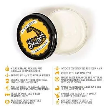 Buck's Burley Men's Hair Cream for Strong Hold and Scent