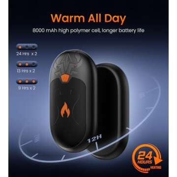8000mAh Rechargeable Hand Warmers 2 Pack, 24Hrs Long Heating Electric Hand Warmers, Magnetic Portabl...