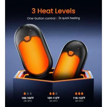 8000mAh Rechargeable Hand Warmers 2 Pack, 24Hrs Long Heating Electric Hand Warmers, Magnetic Portable Handwarmers with 3 Heat Settings, Gifts for Men, Women, Camping, Hunting, Golf, Football