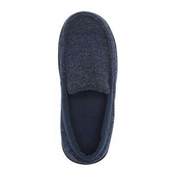 Hanes Mens Slippers House Shoes Moccasin Comfort Memory Foam Indoor Outdoor Fresh IQ,Navy/Blue,Large