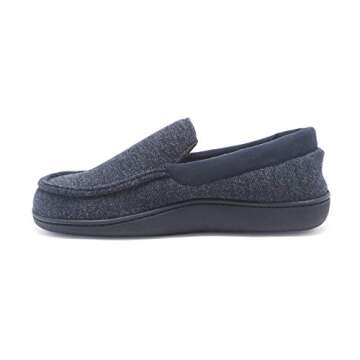 Hanes Mens Slippers House Shoes Moccasin Comfort Memory Foam Indoor Outdoor Fresh IQ,Navy/Blue,Large