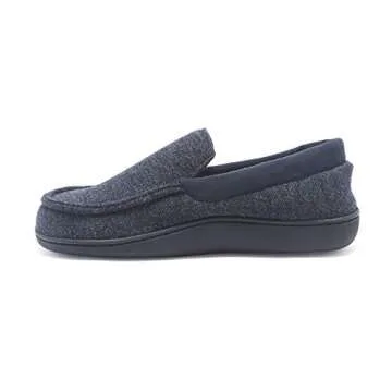Hanes Mens Slippers House Shoes Moccasin Comfort Memory Foam Indoor Outdoor Fresh IQ,Navy/Blue,Large