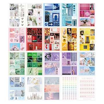 MIELIA 20 Pages(400 PCs) Vintage Sticker Book for Junk Journal - Aesthetic Butterfly Ephemera Sticker Books for Adults for Journaling & Scrapbooking Supplies with Green Style(9.85’’X6.93’’)