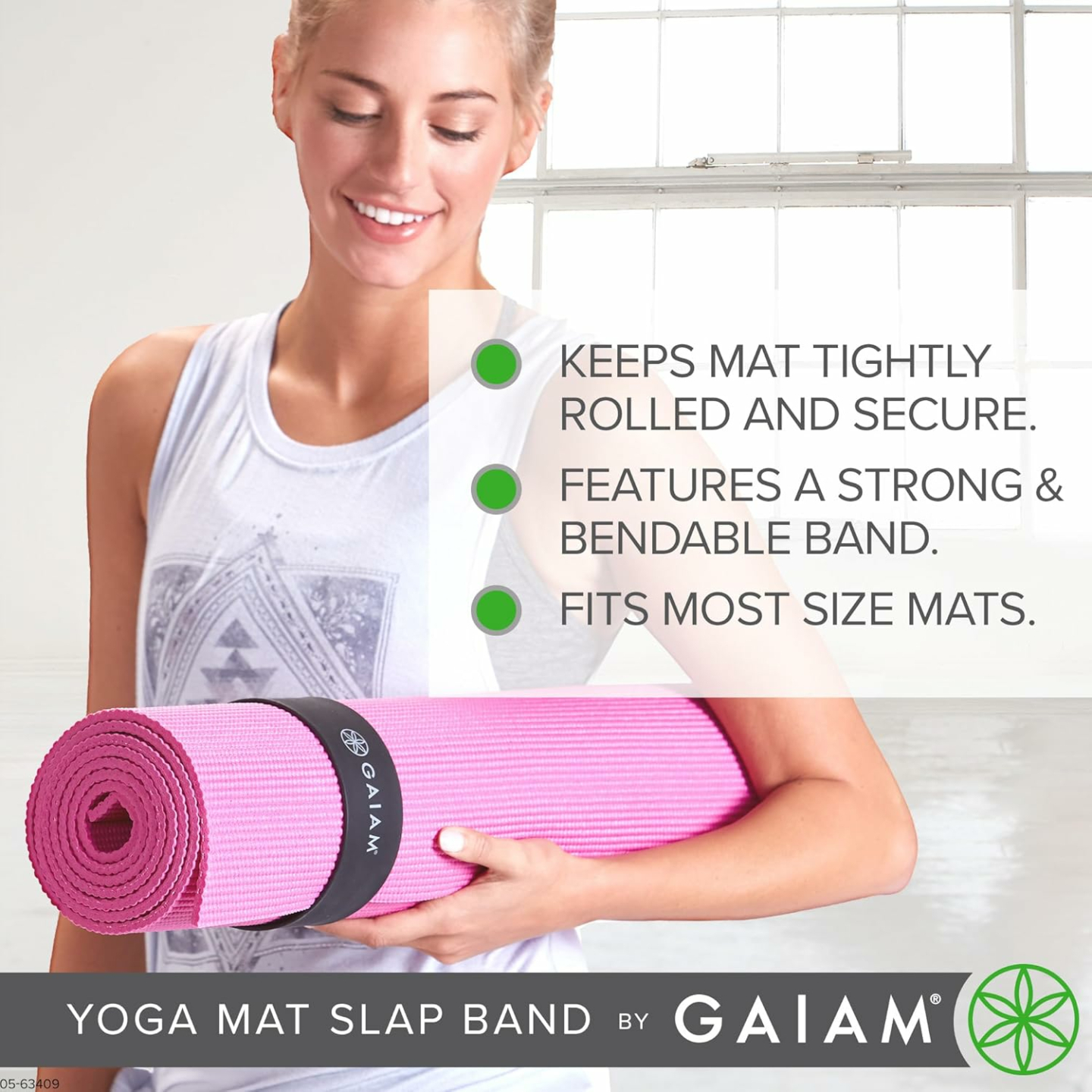 Gaiam Yoga Mat Strap Slap Band - Easy Storage Solution