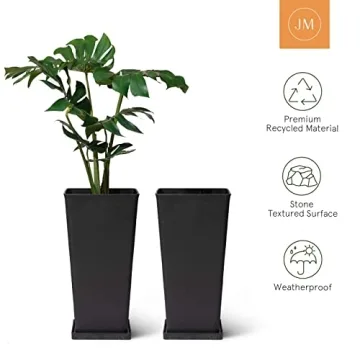 La Jolie Muse 26 inch Tall Planters, Indoor Outdoor Set